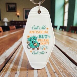 Handmade “Call Me Antisocial” Keychain – Lightweight Retro Phone Bag Charm